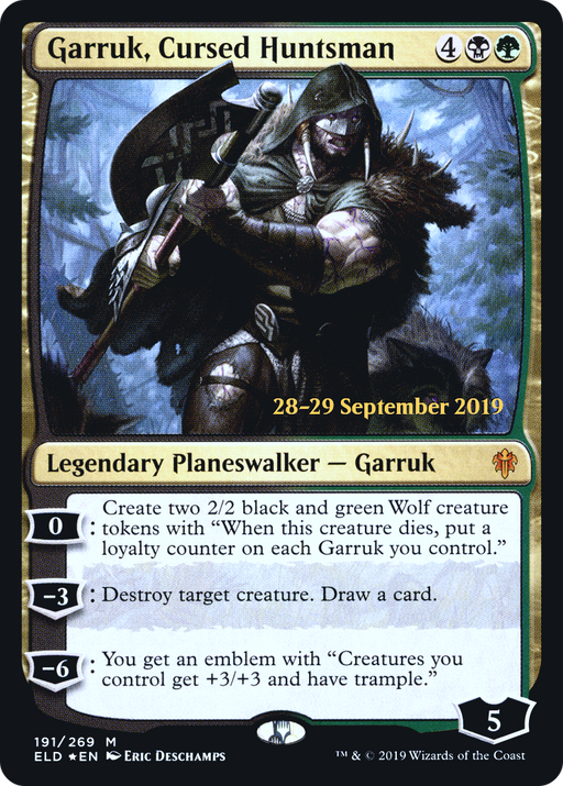 Garruk, Cursed Huntsman (PRE-191) [Throne of Eldraine Promos] Foil MTG Single Wizards of the Coast