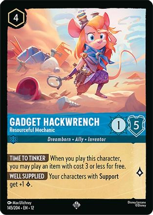 Gadget Hackwrench - Resourceful Mechanic (145/204) [Wilds Unknown] Cold Foil Lorcana Single Disney