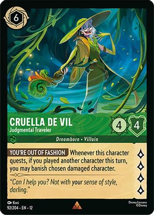Cruella De Vil - Judgmental Traveler (92/204) [Wilds Unknown] Lorcana Single Disney