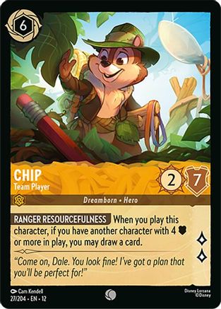 Chip - Team Player (27/204) [Wilds Unknown] Lorcana Single Disney