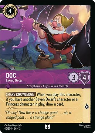 Doc - Taking Notes (Foil) (40/204) [Wilds Unknown] Cold Foil Lorcana Single Disney