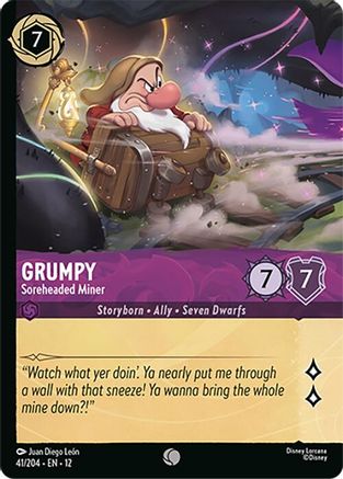 Grumpy - Soreheaded Miner (Foil) (41/204) [Wilds Unknown] Cold Foil Lorcana Single Disney