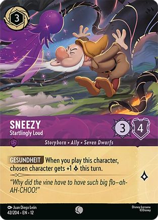 Sneezy - Startlingly Loud (Foil) (42/204) [Wilds Unknown] Cold Foil Lorcana Single Disney