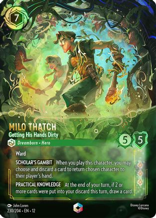 Milo Thatch - Getting His Hands Dirty (Enchanted) (230/204) [Wilds Unknown] Holofoil Lorcana Single Disney