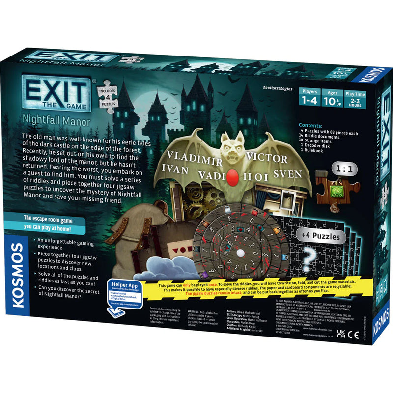 Exit: Nightfall Manor (Includes 4 Puzzles) (2022) Board Games Kosmos   