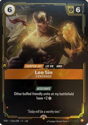 Lee Sin - Centered (151b/298) [Riftbound Organized Play Promotional Cards] Foil Riftbound Singles Riot Games