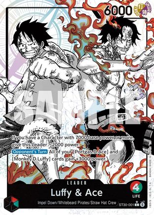 Luffy & Ace (Parallel) (ST30-001) [Starter Deck EX: Luffy & Ace] Foil One Piece Single Bandai