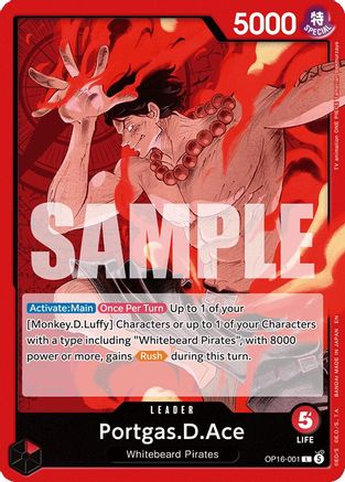 Portgas.D.Ace (001) (OP16-001) [The Time of Battle] One Piece Single Bandai