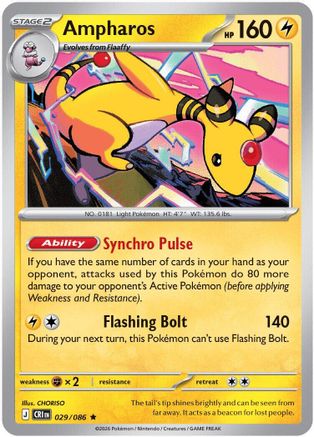 Ampharos - 029/086 Reverse Holofoil [ME04 Chaos Rising] Pokemon Single Pokémon