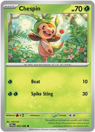 Chespin - 005/086 Reverse Holofoil [ME04 Chaos Rising] Pokemon Single Pokémon