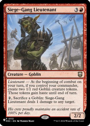 Siege-Gang Lieutenant (LIST-113) [The List Reprints] MTG Single Wizards of the Coast