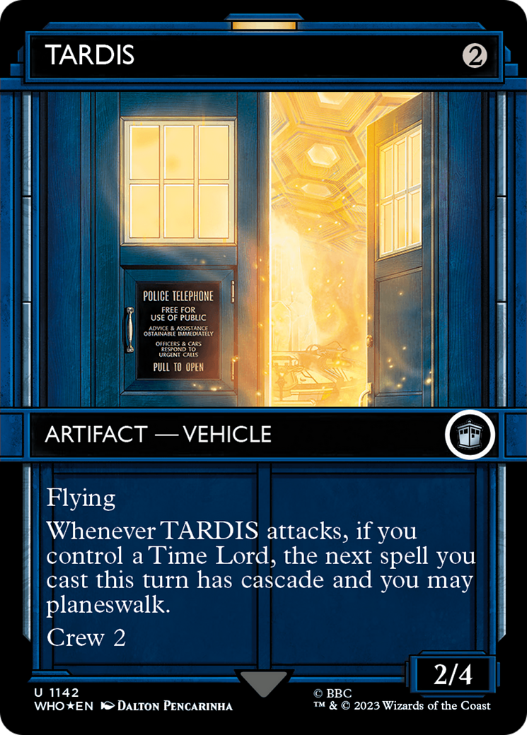 TARDIS (Surge Foil) (WHO-1142) [Doctor Who] (Showcase) (Borderless) Foil MTG Single Wizards of the Coast