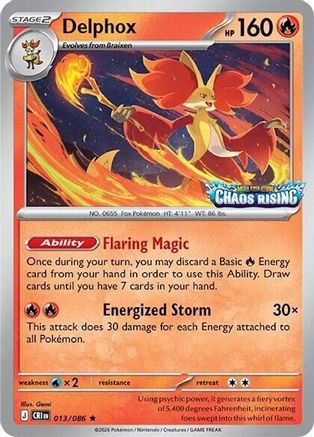 Delphox - 013/086 (Chaos Rising Stamped) Holofoil [Misc: Cards & Products] Pokemon Single Pokémon