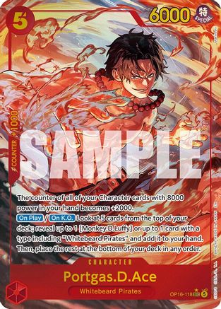 Portgas.D.Ace (118) (Alternate Art) (OP16-118) [The Time of Battle] Foil One Piece Single Bandai