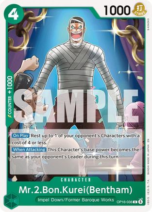Mr.2.Bon.Kurei(Bentham) (036) (OP16-036) [The Time of Battle] One Piece Single Bandai