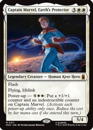 Captain Marvel, Earth's Protector (MSH-011) [Marvel Super Heroes] Foil MTG Single Wizards of the Coast