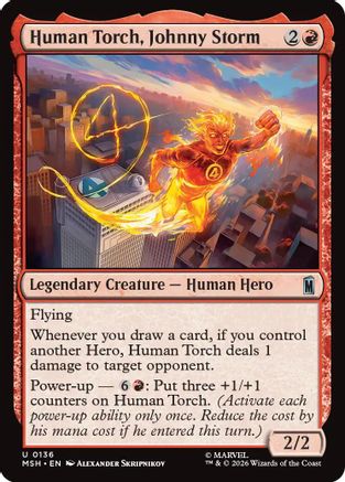 Human Torch, Johnny Storm (MSH-136) [Marvel Super Heroes] Foil MTG Single Wizards of the Coast