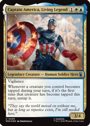 Captain America, Living Legend (Surge Foil) (MSH-449) [Marvel Super Heroes] Foil MTG Single Wizards of the Coast