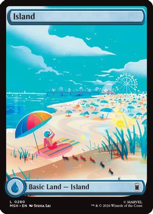 Island (0280) (MSH-280) [Marvel Super Heroes] Foil MTG Single Wizards of the Coast