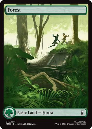 Forest (0285) (MSH-285) [Marvel Super Heroes] Foil MTG Single Wizards of the Coast