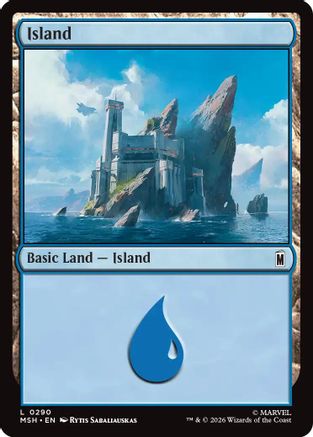 Island (0290) (MSH-290) [Marvel Super Heroes] Foil MTG Single Wizards of the Coast