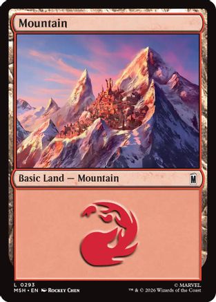Mountain (0293) (MSH-293) [Marvel Super Heroes] Foil MTG Single Wizards of the Coast