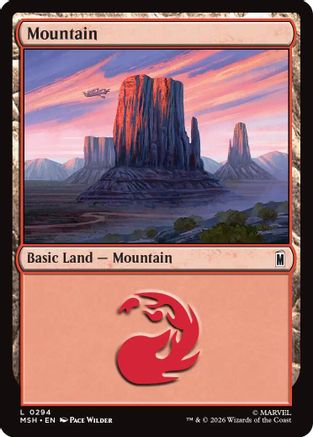 Mountain (0294) (MSH-294) [Marvel Super Heroes] Foil MTG Single Wizards of the Coast