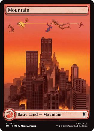 Mountain (0439) (Surge Foil) (MSH-439) [Marvel Super Heroes] Foil MTG Single Wizards of the Coast