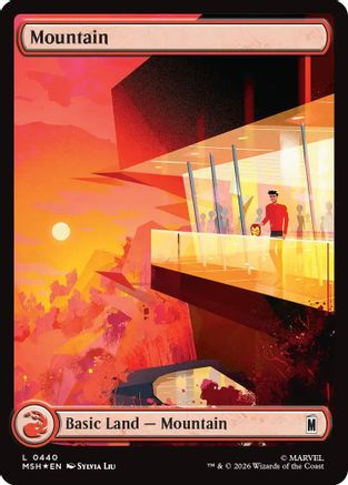 Mountain (0440) (Surge Foil) (MSH-440) [Marvel Super Heroes] Foil MTG Single Wizards of the Coast