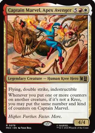 Captain Marvel, Apex Avenger (Surge Foil) (MSC-078) [Commander: Marvel Super Heroes] Foil MTG Single Wizards of the Coast