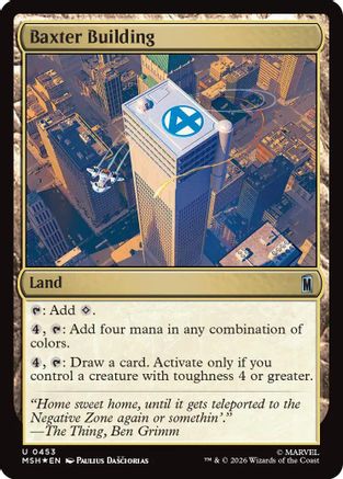 Baxter Building (Surge Foil) (MSH-453) [Marvel Super Heroes] Foil MTG Single Wizards of the Coast