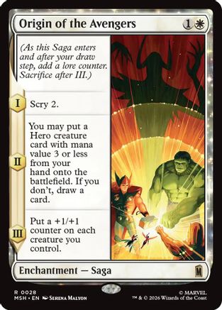 Origin of the Avengers (MSH-028) [Marvel Super Heroes] Foil MTG Single Wizards of the Coast