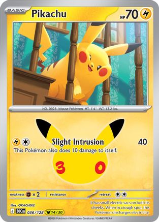 Pikachu - 036/128 Holofoil [ME 30th Celebration] Pokemon Single Pokémon