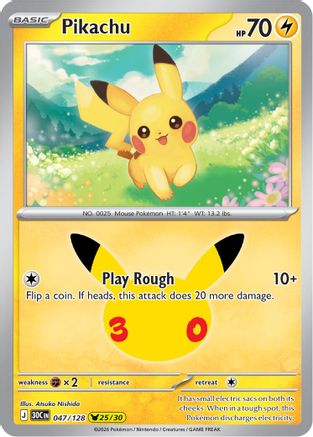 Pikachu - 047/128 Holofoil [ME 30th Celebration] Pokemon Single Pokémon