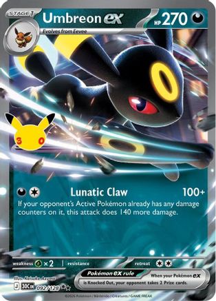 Umbreon ex 92/128 Holofoil [ME: 30th Celebration] Pokemon Single Pokémon