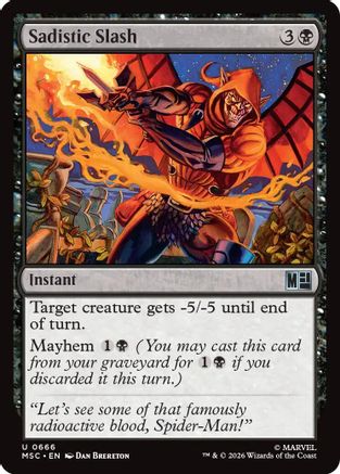 Sadistic Slash (MSC-666) [Commander: Marvel Super Heroes] MTG Single Wizards of the Coast