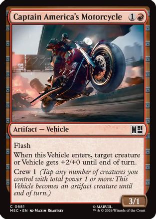 Captain America's Motorcycle (MSC-681) [Commander: Marvel Super Heroes] Foil MTG Single Wizards of the Coast