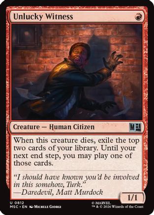 Unlucky Witness (MSC-812) [Commander: Marvel Super Heroes] MTG Single Wizards of the Coast