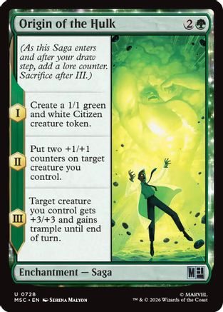 Origin of the Hulk (MSC-728) [Commander: Marvel Super Heroes] Foil MTG Single Wizards of the Coast