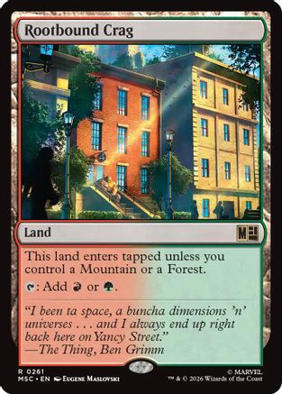 Rootbound Crag (Surge Foil) (MSC-261) [Commander: Marvel Super Heroes] Foil MTG Single Wizards of the Coast