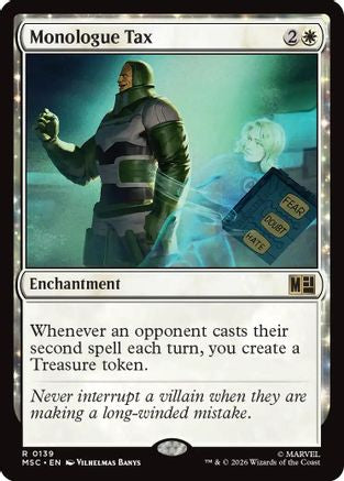Monologue Tax (Surge Foil) (MSC-139) [Commander: Marvel Super Heroes] Foil MTG Single Wizards of the Coast