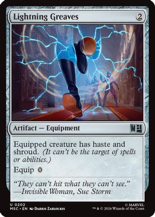 Lightning Greaves (Surge Foil) (MSC-202) [Commander: Marvel Super Heroes] Foil MTG Single Wizards of the Coast