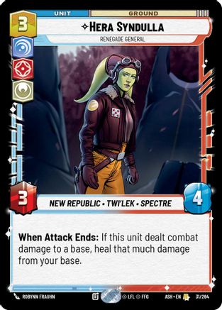 Hera Syndulla - Renegade General (31/264) [Ashes of the Empire] Star Wars: Unlimited Single Disney