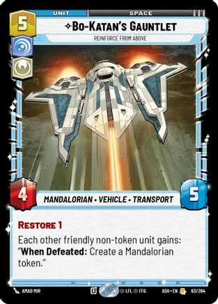 Bo-Katan's Gauntlet - Reinforce from Above (63/264) [Ashes of the Empire] Star Wars: Unlimited Single Disney