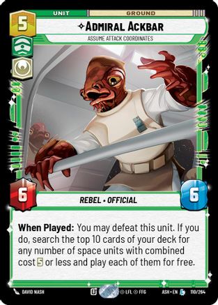 Admiral Ackbar - Assume Attack Coordinates (110/264) [Ashes of the Empire] Star Wars: Unlimited Single Disney