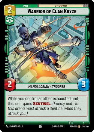 Warrior of Clan Kryze (120/264) [Ashes of the Empire] Star Wars: Unlimited Single Disney