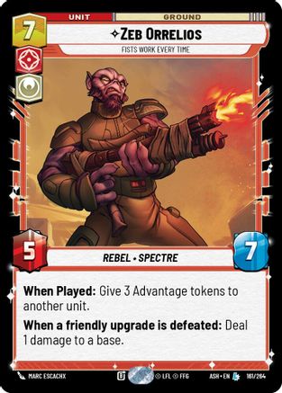 Zeb Orrelios - Fists Work Every Time (161/264) [Ashes of the Empire] Star Wars: Unlimited Single Disney