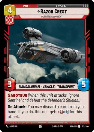 Razor Crest - Outfitted Armament (172/264) [Ashes of the Empire] Star Wars: Unlimited Single Disney