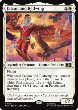 Falcon and Redwing (Surge Foil) (MSC-014) [Commander: Marvel Super Heroes] Foil MTG Single Wizards of the Coast