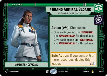 Grand Admiral Sloane - Holding the Empire Together (7/264) [Ashes of the Empire] Star Wars: Unlimited Single Disney